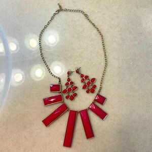 Hot Pink Statement Necklace and Earring Set